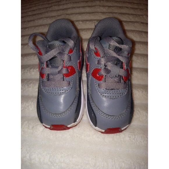 Nike Air Max 90 Infant Sneakers Baby Boy Size 4c Red Grey White Shoe - Picture 1 of 8